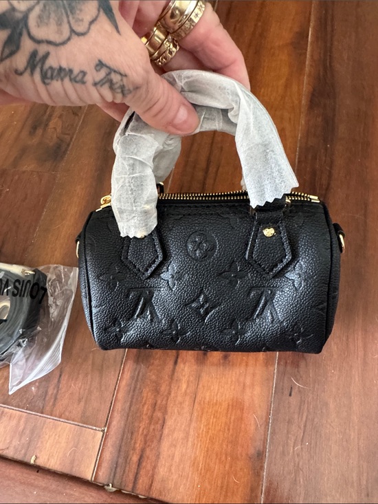 Source Unknown Handbags - copy mini speedy Black Embossed Leather Mini Satchel - Designer Style
